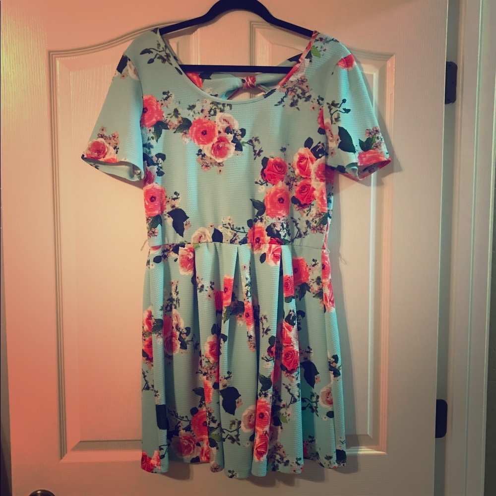 Teal/floral dress